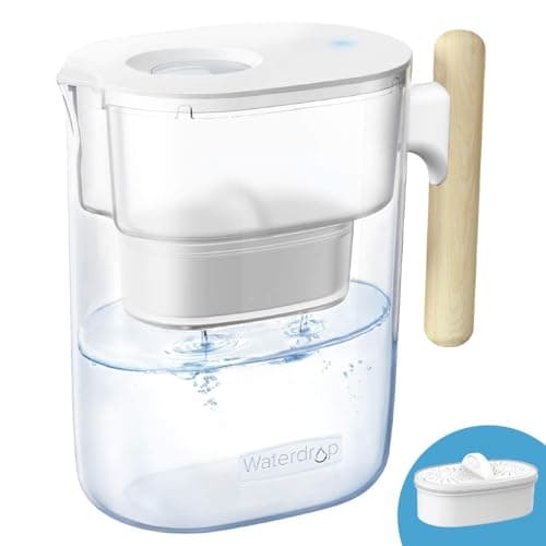 Image of Waterdrop 200-Gallon Long-Life Chubby 10-Cup Water Filter Pitcher with 1 Filter, NSF Certified, 5X Times Lifetime, Reduces PFAS, PFOA/PFOS, Chlorine, BPA Free, Clear