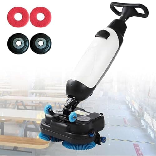 Image of Commercial Electric Floor Scrubber with 360° Rotating Brush, Self-Propelled and Cordless for Tile, Concrete, and Vinyl Floors