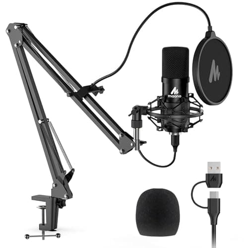 Image of MAONO USB Microphone Kit 192KHZ/24BIT Plug & Play AU-A04 USB Computer Cardioid Mic Podcast Condenser Microphone with Professional Sound Chipset for PC Karaoke, YouTube, Gaming Recording