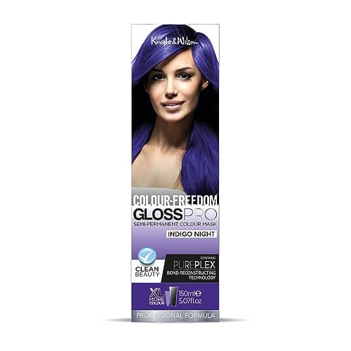 Image of Knight & Wilson Colour-Freedom Gloss Pro 150ml Indigo Semi-Permanent Hair Colour - Ultra-Vibrant Vegan Colour Mask with PurePlex | Ammonia Free Colour Lasts Up To 6-10 Washes