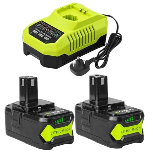 Image of Powarobor 2-Pack 5.5Ah Lithium-Ion Battery and P117 Charger Combo for Ryobi 18V ONE+ - Compatible with P108/P102/P103/P104/P105/P106/P107/RB18L40/RB18L50/RB18L15, Works with Ryobi 18V Cordless Tools