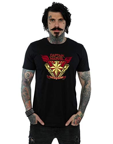 Image of Marvel Men's Captain Marvel Protector of The Skies T-Shirt Black XXXXX-Large