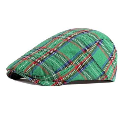 Image of meioro Men's Striped Plaid Newsboy Hat Cabbie Beret Ivy Flat Cap Adjustable Gatsby Hat Hunting Driving Cap