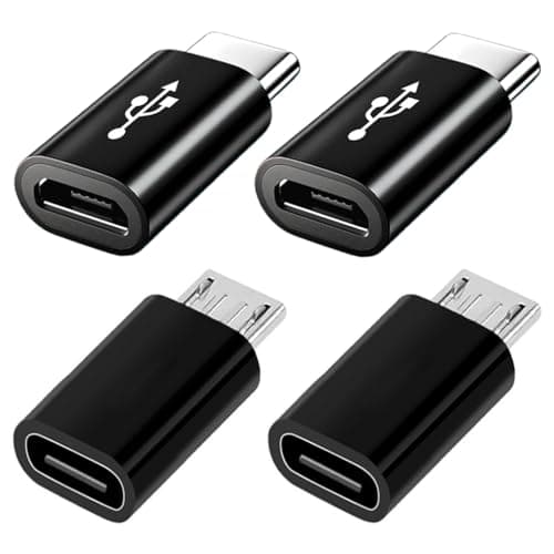 Image of Micro USB to USB C Adapter 4 Pack, Type C Male to MicroUSB Female Adaptor and MicroUSB Male to USB C Female Adapter Compatible with Samsung Galaxy, Android Phones and More, Black