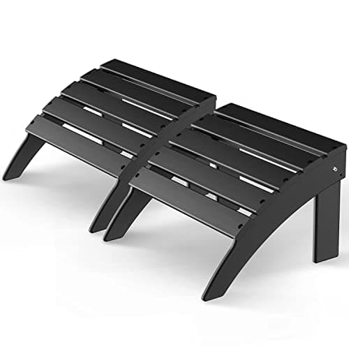 Image of GREENVINES Adirondack-Ottoman | Set of 2 | HDPE Plastic | Outdoor Footrest | All Weather | Foot Rest | Foot Stool | Black | for Adirondack Chair | for Patio Backyard Pool