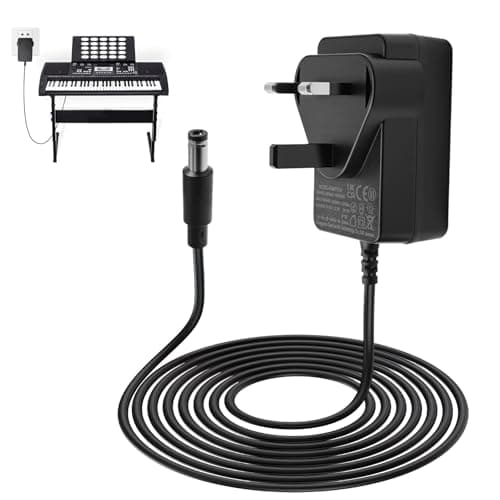 Image of 12V Power Adapter for Yamaha Keyboard, piano keyboard charger for yamaha DC/AC 12V 2A Power Supply Charger for PSR DGX YPG YPT DD, EZ, P Series Electronic Piano, 1.5m Cable