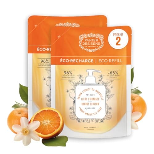 Image of Hand Soap Refill Orange Blossom - Liquid Soap Refill - Natural Hand Wash - 97% Natural Ingredients - Coconut Oil - Eco Refill 2 x 500ml - Panier des Sens