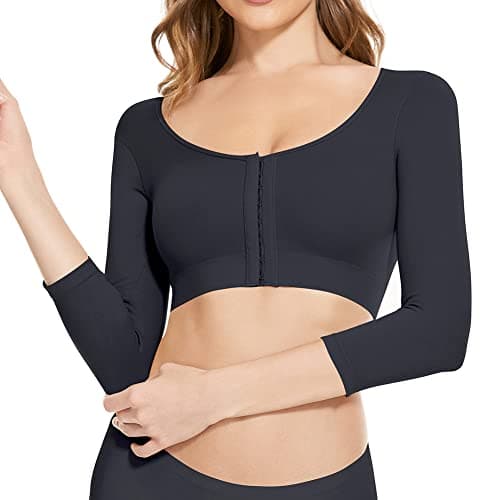 Image of KSKshape Arm Shaper for Women Post Surgery Arm Lipo Compression Sleeves Front Closure Shapewear Bra Posture Corrector Tank Top,Black,XL