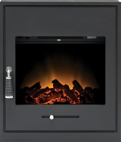 Image of Adam Oslo Electric Inset Stove in Black with Remote Control