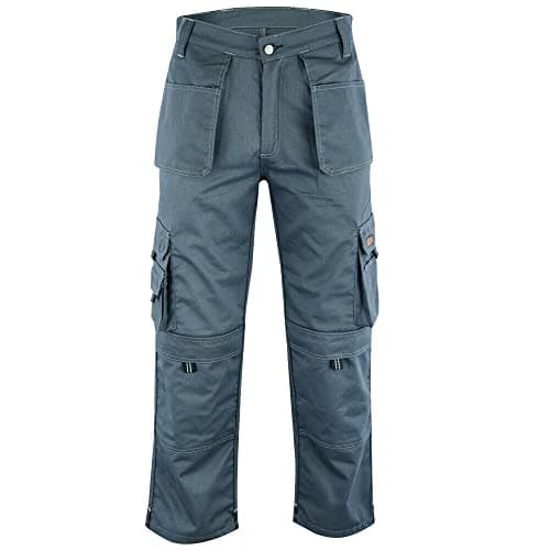 Image of WrightFits Men Pro-11 Work Trousers Grey - Heavy Duty Safety Combat Cargo Pant - Multi Pockets & Knee Pad Pockets - Triple Stitched -Durable Work wear (36W X 31L, Grey)
