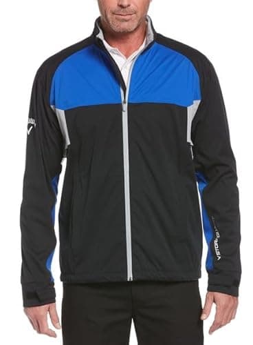 Image of Callaway Men's Swing Tech Stormguard Waterproof Golf Jacket, Blue Tattoo, XX Large