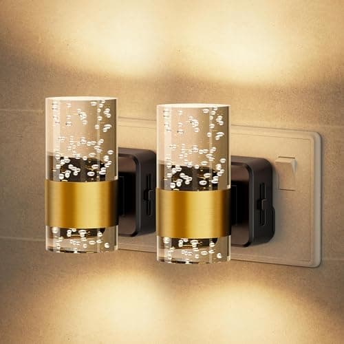 Image of JandCase LED Night Light Plug in Wall, Acrylic Nightlight with Dusk to Dawn Sensor, Adjustable Brightness 0-100LM, 3000K Warm White, Dimmable Night Light for Bedroom Hallway Kitchen[2 Pack]