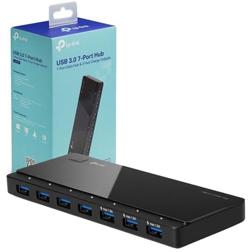 Image of TP-Link UH700 USB Hub, 1.5A Fast Charging 7-Port Docking Station, 10x Data Transfer Speed up to 5Gbps, 12V/2.5A Power Adapter and 1m USB 3.0 Cable, Compatible with Windows, Mac OS X and Linux systems