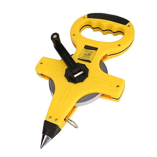Image of 50M Open Reel Tape Measure Fibreglass Surveyors Ruler Steel Tape Measuring Tool for Engineer and Construction Work