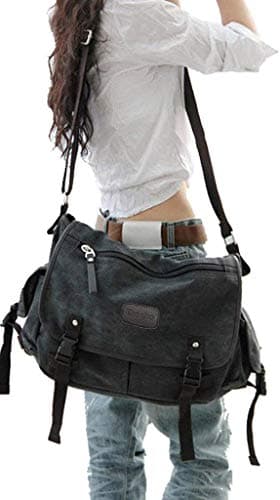 Image of Taoqiao [Upgraded] Vintage Canvas Messenger Bag Large Book Laptop Shoulder Bag Women Men New