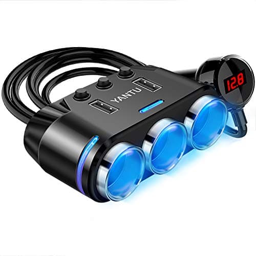 Image of YANTU 150W Car Cigarette Lighter Multi Socket, Cigarette Lighter Splitter With 12V USB Socket, Cigarette Lighter Adapter With Double/Dual Plug/Port & Extension Lead for all Car Devices