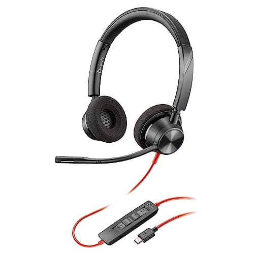 Image of Poly Blackwire 3320 Wired Headset – Flexible Microphone Boom – Hi-fi Stereo - Connect to PC/Mac via USB-C or USB-A - Works with Teams/Zoom
