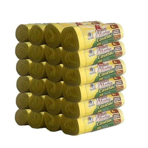 Image of CSC - 40L Bin Bags with Handles, 360 Pieces, 55 x 65 cm for Under Sink Trash Bin, Waste Bags for Internal Separated Collection Non-Dripping and Anti-Hole, 24 Rolls, Yellow
