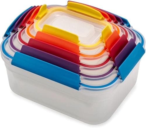 Image of Joseph Joseph Nest Lock Food Storage Containers with Lids, 5 Piece Lunch Box Set, Leakproof & Airtight Meal Prep Containers, Space-Saving Kitchen Storage, Multicolour