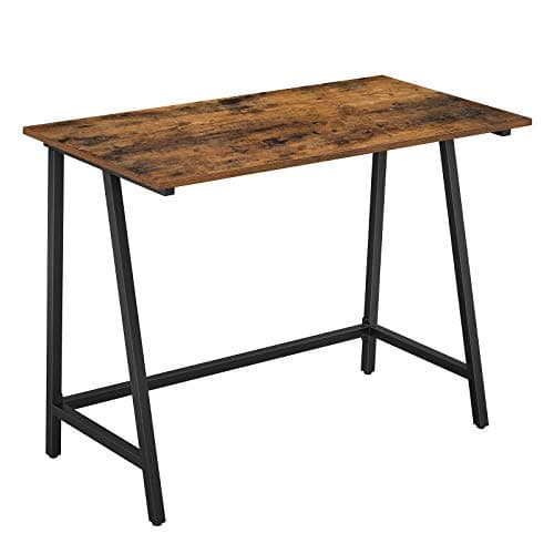 Image of VASAGLE Computer Desk, Writing Desk with Steel Frame, Rustic Top, Home Study Table, Easy Assembly, 50 x 100 x 75 cm, Industrial, Rustic Brown and Black LWD40X