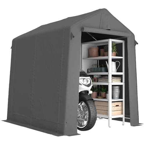 Image of Outsunny 7.5 x 6.2 ft Outdoor Garden Storage Shed, Waterproof Bike Tent with Roll-Up Zipper Door and Vent, Portable Shed Storage Shelter for Motorbike and Garden Tools, Dark Grey