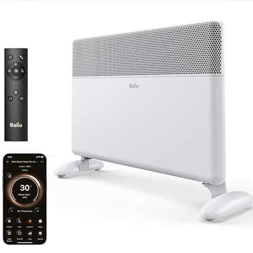 Image of Ballu Smart WiFi Electric Panel Heater 2000W, Electric Radiator with Alexa Control, Wall Mounted & Free Standing Convector Heater, Low Energy Silent Space Heater with 24H Timer, White
