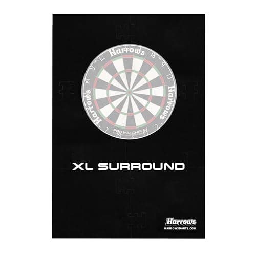 Image of Harrows XL Dartboard Surround – Large 6-Piece Wall Protector Ring or Complete Premium XL Darts Bundle with Board, Trophy Darts & Oche – Home, Club & Gift Options