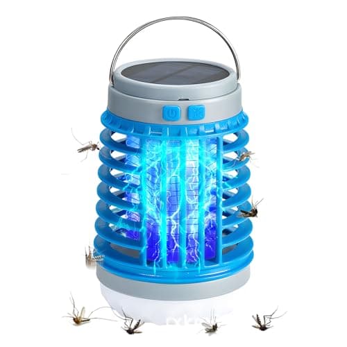 Image of Mozz Guard Mosquito Zapper, Solar Outdoor Waterproof Camping Lamp, Portable Cordless Multifunctional Hand Lantern, USB Charing and Low Noise for Indoor, Home Garden, Camping, Picnic (Blue-1Pcs)