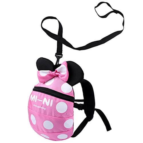 Image of Baby Toddler Safety Harness Backpack Child Kids Cute Cartoon Strap Shoulder Backpack Bag with Reins Leash Rucksack Harness Walkers Tether Belt,FOR 1-5 YEARS OLD TODDLER. (pink S-for 1-5 years old)