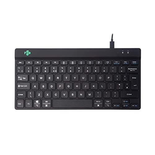 Image of R-Go Tools Compact Break Keyboard - QWERTY (UK layout) - Featuring Break Indicator, Ergonomic Flat design, Wired USB-C/USB-A Connection - Windows/Mac/Linux Compatible