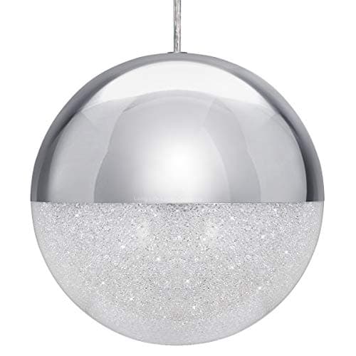 Image of Long Life Lamp Company Chrome Glass Globe Pendant Light CCT Natural, Cool, Warm White Glittering Hanging LED Ball Ceiling Chandelier H3108