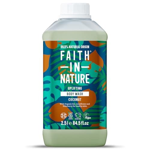 Image of Faith In Nature Organic Coconut Body Wash, Uplifting Shower Gel, Vegan & Cruelty Free, No SLS or Parabens, 2.5L Refill