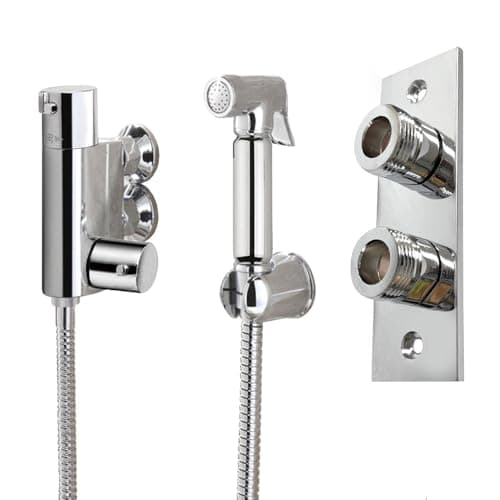 Image of Nes Home Chrome Bidet Douche Mini Thermostatic Bar Valve, Spray Kit, Plate Bracket