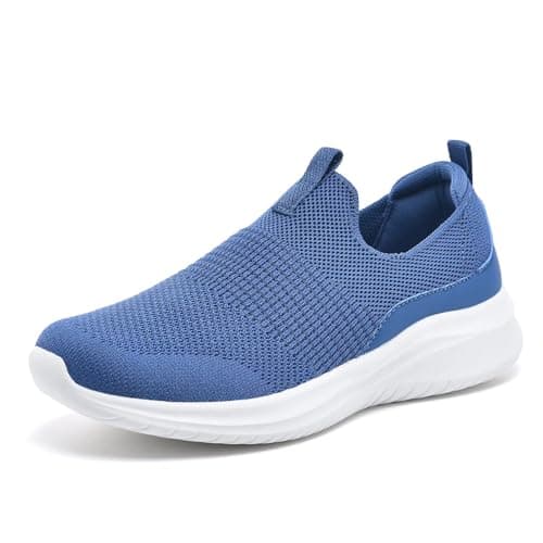 Image of TIOSEBON Women's Walking Tennis Shoes Knit Lightweight Slip on Breathable Mesh Comfortable Soft Fashion Sneaker Blue 4 UK 37.5 EU