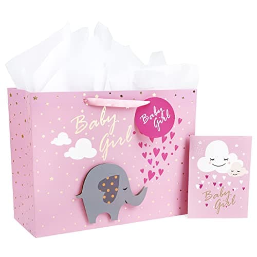 Image of Loveinside Extra Large Gift Bag with Gift Card and White Tissue Paper - Baby Girl 3D Making Design - 40.7 × 15.3 × 30.5 cm