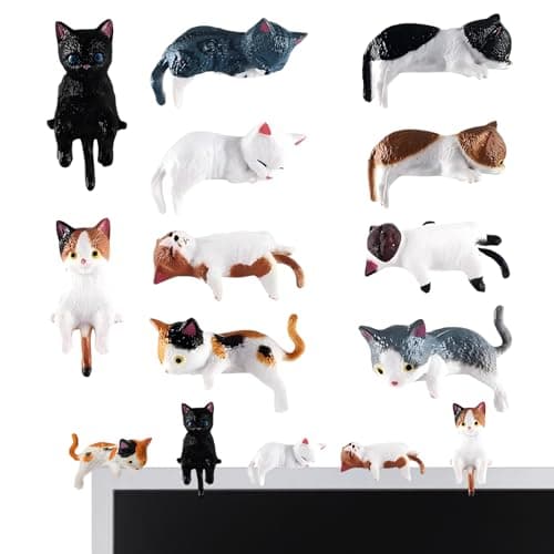Image of MAUDFEK 10 PCS Desk Cats Mini Cat Figurines, Cute Desk Decorations for Car Dashboard and Office Desk, Mini Cat Desk Figurines as Desk Decor and Cake Topper