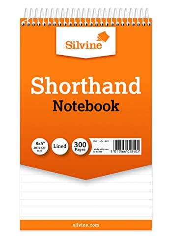 Image of Silvine 8x5 Reporter's Spiral Shorthand Notebook with 300 Pages (Pack of 6)
