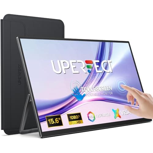 Image of UPERFECT Portable Monitor Touchscreen 15.6" FHD 1080P w/Sleeve, 10-Point Touch Screen with Kickstand & VESA, 125% sRGB IPS Display, Mini HDMI Type-C, Ultra-Slim Matte Second Screen for Laptop/PC/Phone
