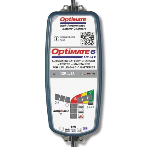 Image of OptiMate 6 12V Car Battery Charger & Maintainer, 6A Smart Charger for AGM, EFB, GEL & Standard Lead-Acid Batteries, 0.5V Recovery