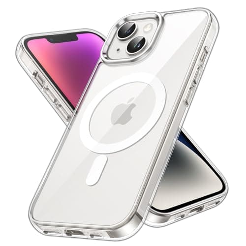 Image of JETech Magnetic Case for iPhone 14 6.1-Inch Compatible with MagSafe Wireless Charging, Shockproof Phone Bumper Cover, Anti-Scratch Clear Back (Clear)