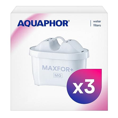 Image of AQUAPHOR Maxfor+ Mg Water Filter Cartridge, Pack of 3, Compatible with the Leading Brand jugs, adds Essential Magnesium and Reduces Limescale, Chlorine and Other Impurities.