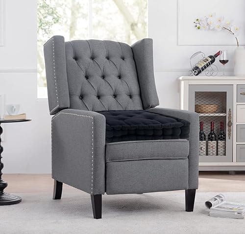 Image of EXQUIZIT HOME Booster Cushion Seat Pad 100% Cotton Filling Cushion Thick Seat Pads Adults Chair Armchair Garden Black 45cm x 45cm + 10cm Thickness Approximate