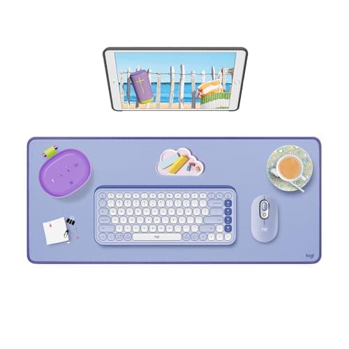Image of Logitech Desk Mat - Studio Series, Multifunctional Large Desk Pad, Extended Mouse Mat, Office Desk Protector with Anti-Slip Base, Spill-Resistant Durable Design, in Lilac