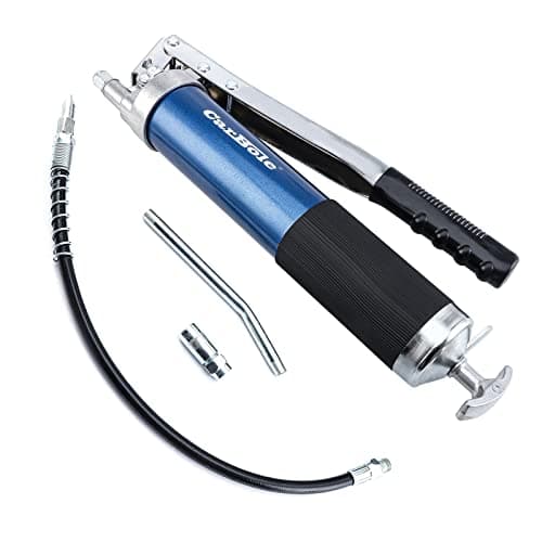 Image of CarBole Grease Gun Hand Held: Heavy Duty Professional Pistol Grip Grease Gun 8000 PSI High Pressure Fit 14oz 400cc Cartridge and Bulk with 12inch Flex Hose(Blue)