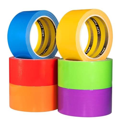 Image of LLPT Duct Tape | 6 Packs | 50MM x 14M | Assorted Colors - Blue Purple Yellow Green Orange Red | Fabric Gaffer Tape | Heavy Duty Waterproof Cloth Repair Tape | for DIY Indoor Outdoor Use (DT506)