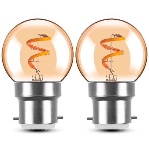 Image of Genixgreen Vintage Bayonet LED Light Bulbs B22 1W Mini Globe BC Bulbs Low Wattage Night Light Spiral Filament Decorative Light Bulbs,15W Incandescent Equivalent,2200K Extra Warm White,2 Pack