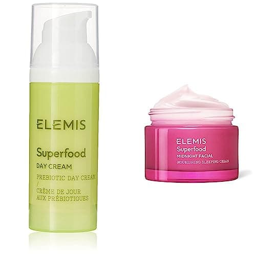Image of ELEMIS Superfood Midnight Facial, Prebiotic Over Night Cream to Nourish, Replenish and Revive, Luxurious Night Face Cream, 50 ml & Superfood Day Cream Pre-Biotic Day Cream to Replenish, 50 ml
