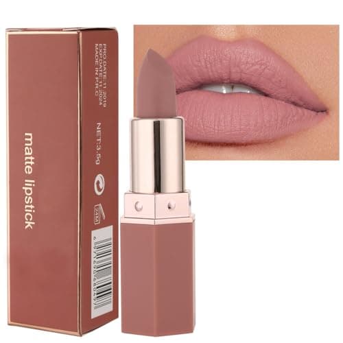 Image of Matte Lipsticks for Women Long Lasting - Non Stick Cup Velvet Lip Gloss Lip Stain/Matte Nude Hot Pink Lipstick/Hydrating High Pigmented Smooth Lipsticks for Women Girls (03 Nude)
