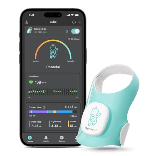 Image of Sense-U Smart Sock Shoe Baby Monitor - Track Baby’s Heart Rate, Movement and Sleep, Infant Foot Monitor for Peace of Mind