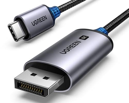 Image of UGREEN USB C to DisplayPort Cable 8K@60Hz 4K@240/120Hz 2K@360Hz Type C Thunderbolt 5/4/3 DP 1.4 HDR Free-Sync Compatible for MacBook Pro M5 M4,Mac Air/Mini, iMac,iPad,XPS,iPhone 17,Galaxy Tab S10(1M)